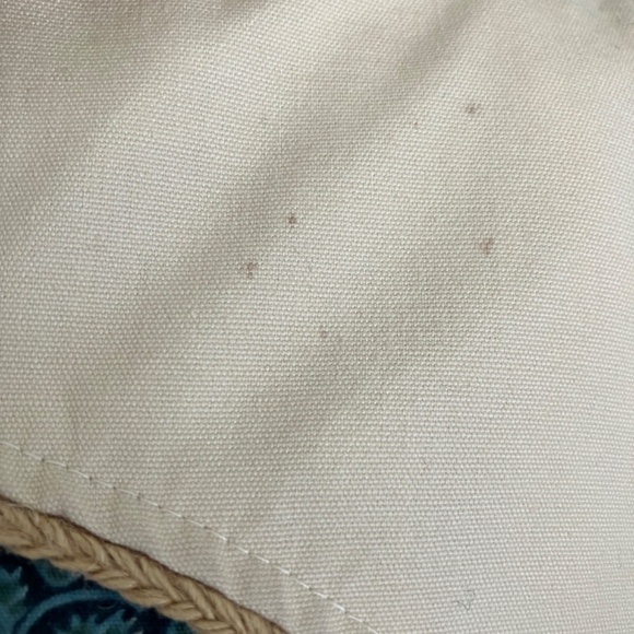 Vintage 70s Japanese Floral Patchwork Ivory Hooded Cotton Canvas Coat S/M - Picture 6 of 10